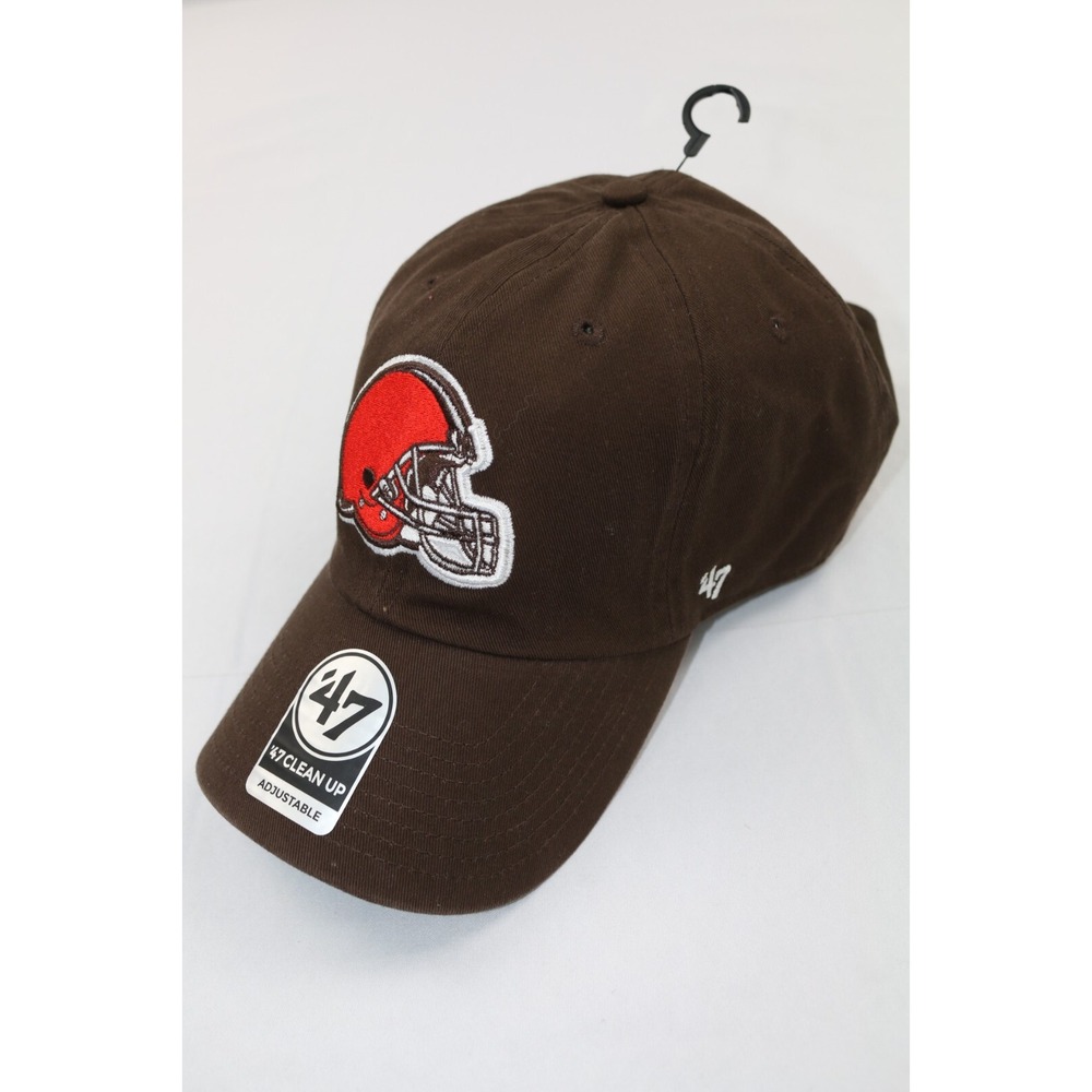 '47 Cleveland Browns Clean Up Brown Adjustable Strap Hat Dad Cap Embroidered